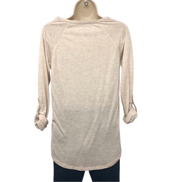 Rewind Boho Inspired Red White Blue Scoop Neck Roll sleeve Mixed Media Top - Picture 15 of 16